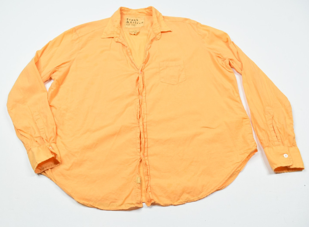 Frank & Eileen EILEEN Shirt Womens Large Orange Long Sleeve Button-Up Cotton